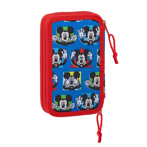  Safta Mickey Mouse Me Time skolpennfodral med 28 medföljande artiklar, 125x40x195mm, blå/röd