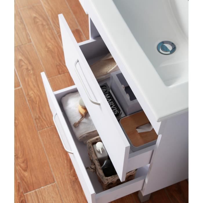 Bathroom set 60cm single sink bathroom furniture 5 pieces 2 drawers on legs colour: white