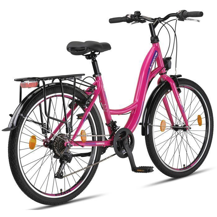 Licorne Bike Stella Premium City Bike 24, 26 and 28 inch – Dutch bike for men and women [Pink, 26]