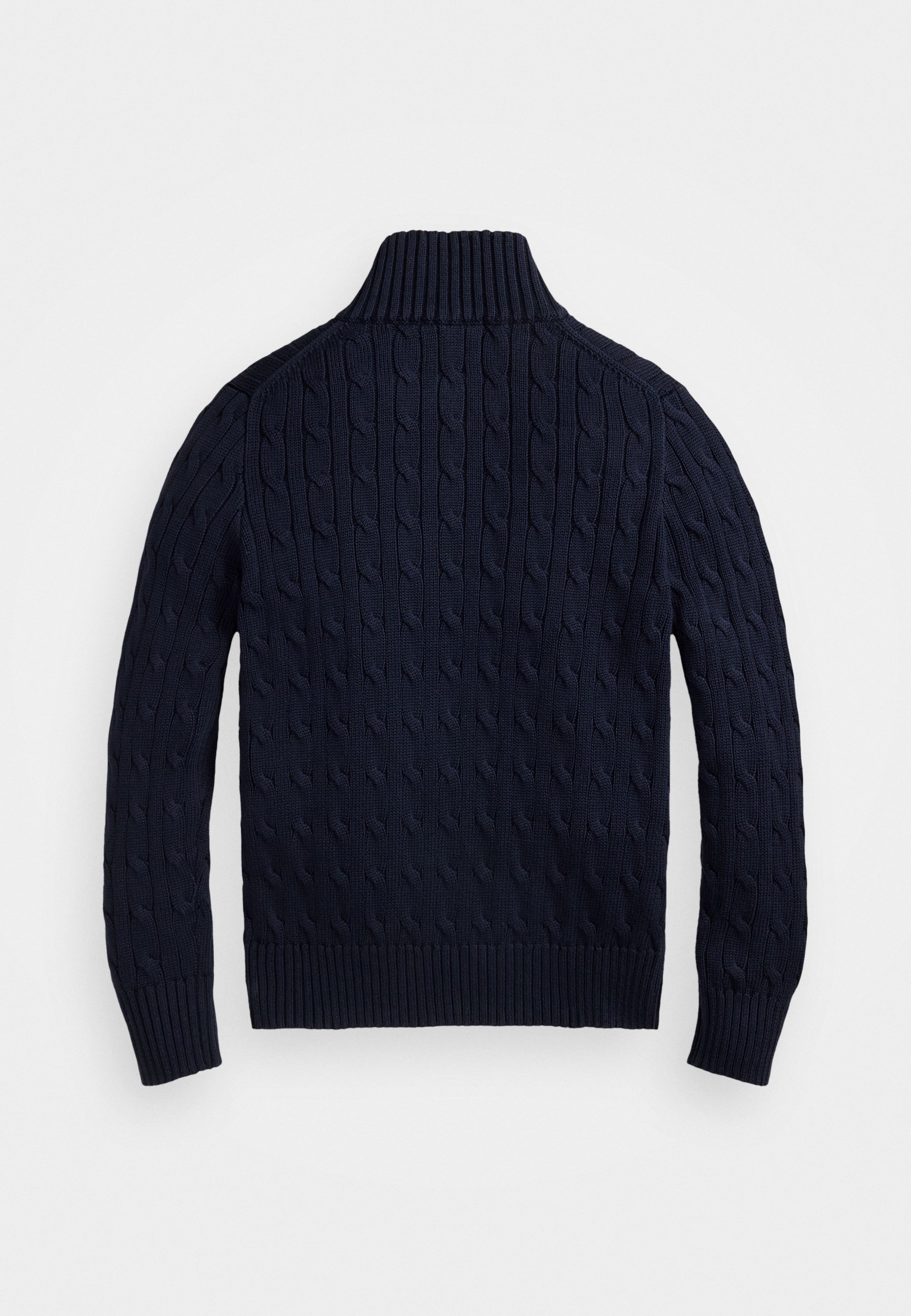 Polo Ralph Lauren kabelgebreide katoenen trui met kwartrits - Trui - marineblauw