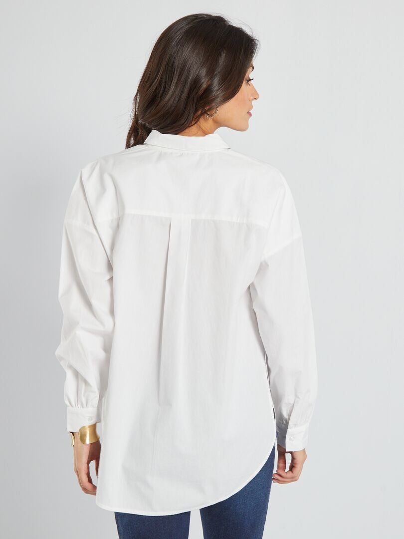 Effen poplin overhemd - wit