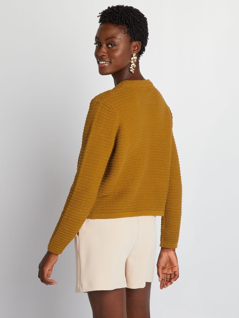 Cardigã com botões e bolsos - AMARELO