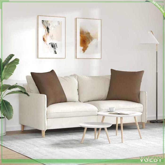 Coussins de canapé - ABI - 2 pcs - Marron - 60 x 60 cm - Housses amovibles