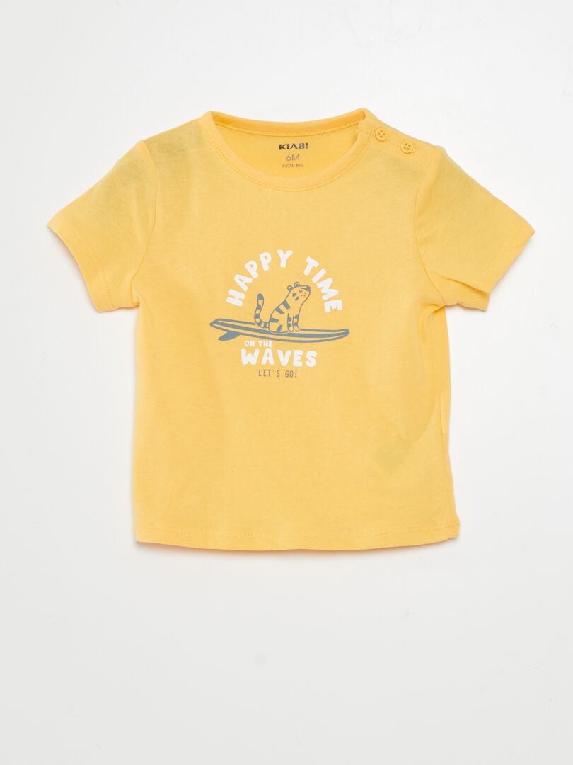 Bedrukt T-shirt met korte mouwen - GEEL