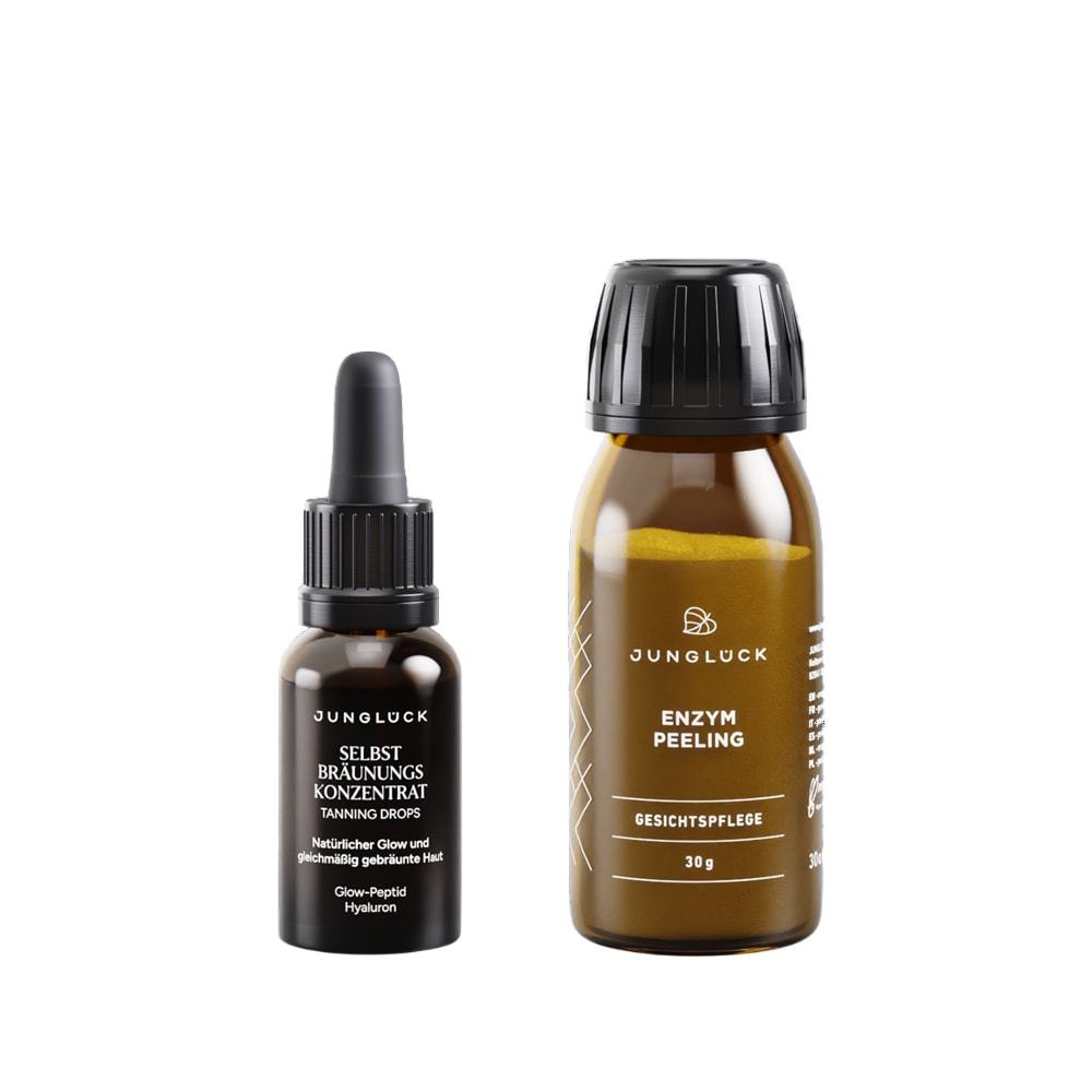 June Bliss set za njegu lica s enzimskim pilingom i kapima za tamnjenje – poklon set – 45 ml