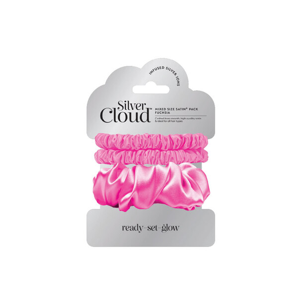 Saténové gumičky Silver Cloud 3 Mixed Fuchsia