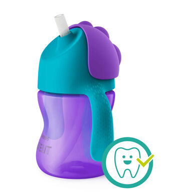Philips Avent sugerørkopp med håndtak, lilla/blå, 1 enhet.