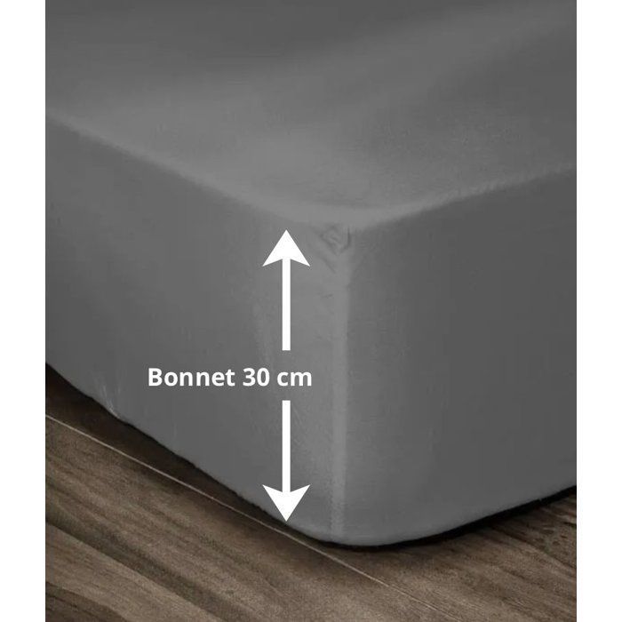 Lençol de baixo LOVELY HOME 100% algodão 160x200x30 cm Cinza escuro