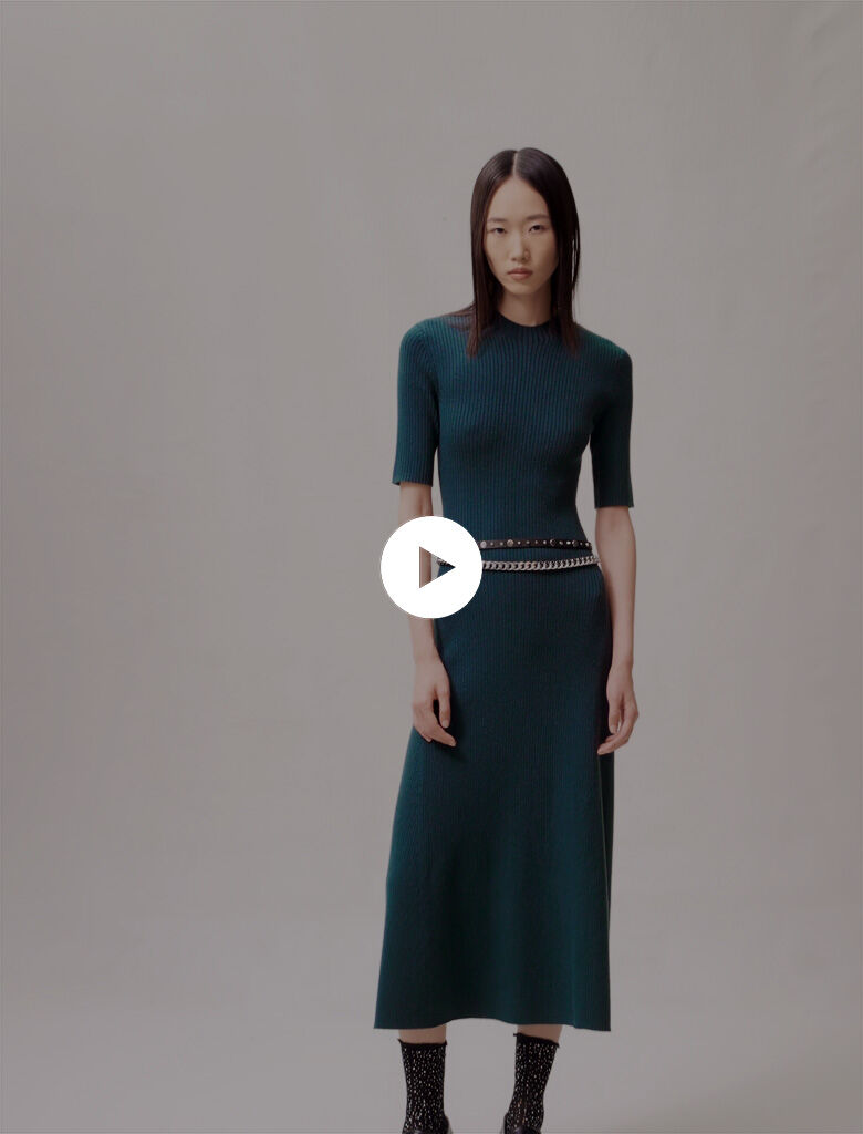 Rochie lungă tricotată - Verde sticlă