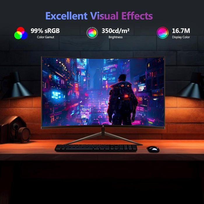 Z-EDGE UG27 27-inch gebogen gamingmonitor, 200Hz, 1ms, FreeSync, FHD 1080p, 350cd/m², 1500R VA, DP1.4 & HDMI2.1