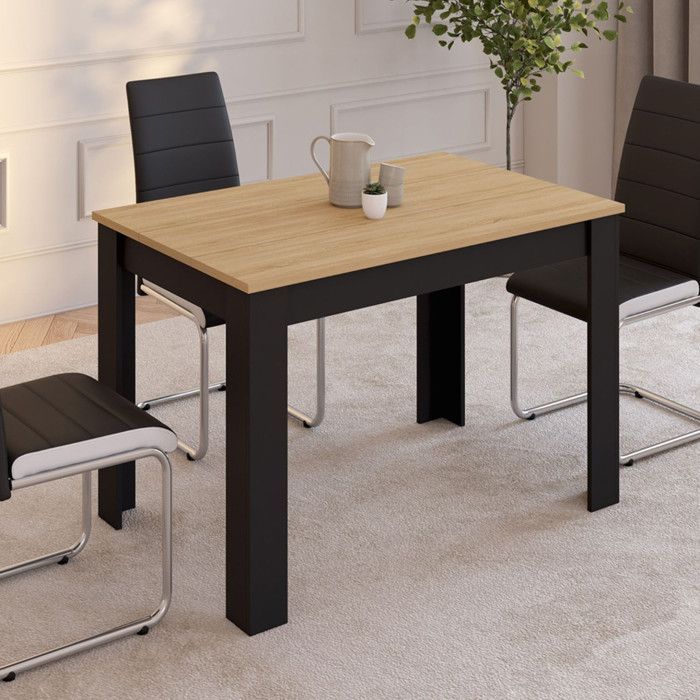 Table à manger rectangle fixe - IDMARKET - ROZY - Noir et bois - 4 personnes - 110 cm