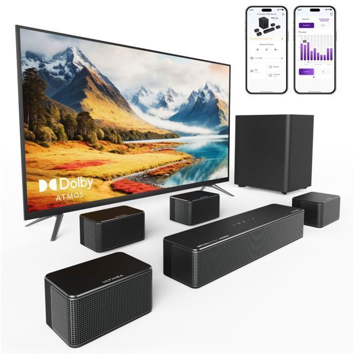 ULTIMEA Poseidon D80 Boom Soundbar - Dolby Atmos 7.1 with subwoofer - 500W