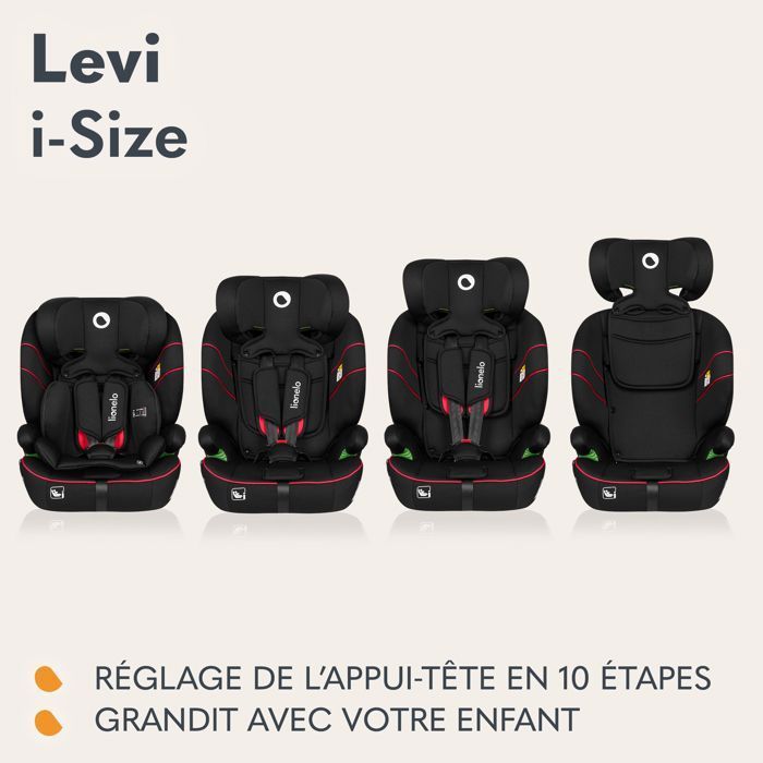 LIONELO Levi i-Size Convertible Babyschale – 76–150 cm – Gruppe 1/2/3 – Schwarz