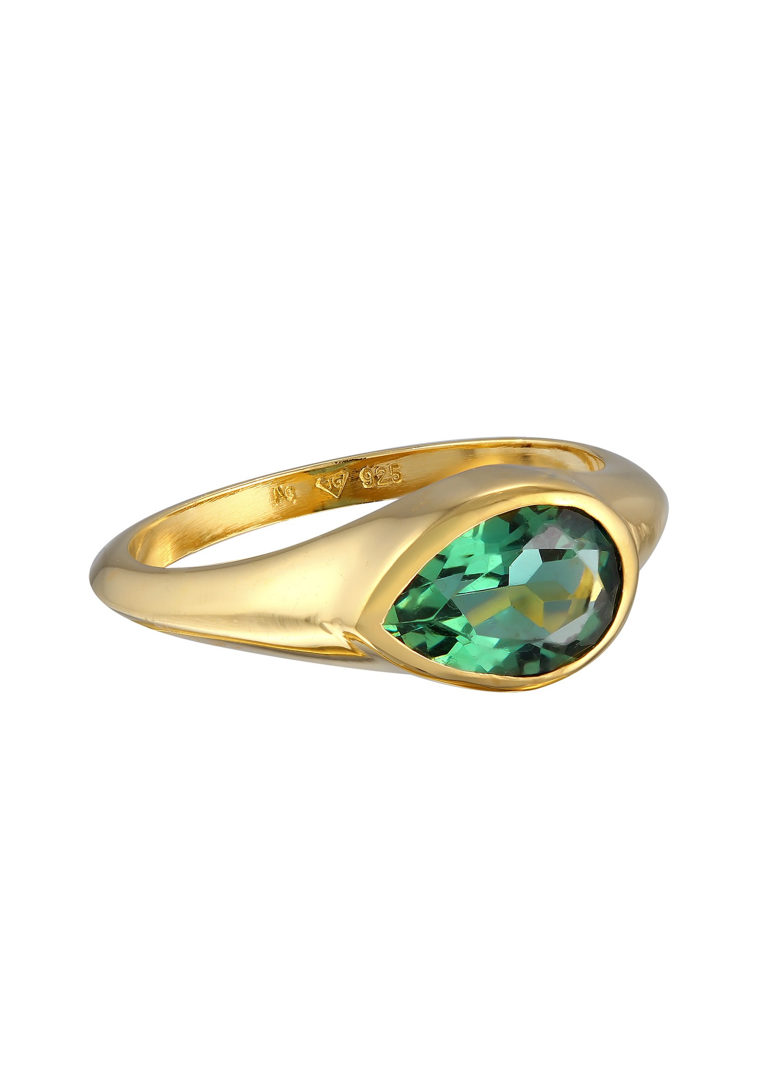 Elli PREMIUM Elli PREMIUM Bague Femmes Sceau Tendance avec pierre précieuse en argent sterling 925 plaqué or