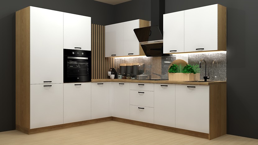 Komplet kuchenny narożny Top Line 2 230x275 cm śnieżny super mat