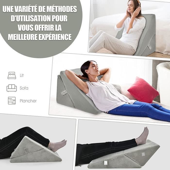 Cojín triangular multiusos GOPLUS, almohada terapéutica antiestrés para aliviar el dolor de espalda y rodillas (gris)