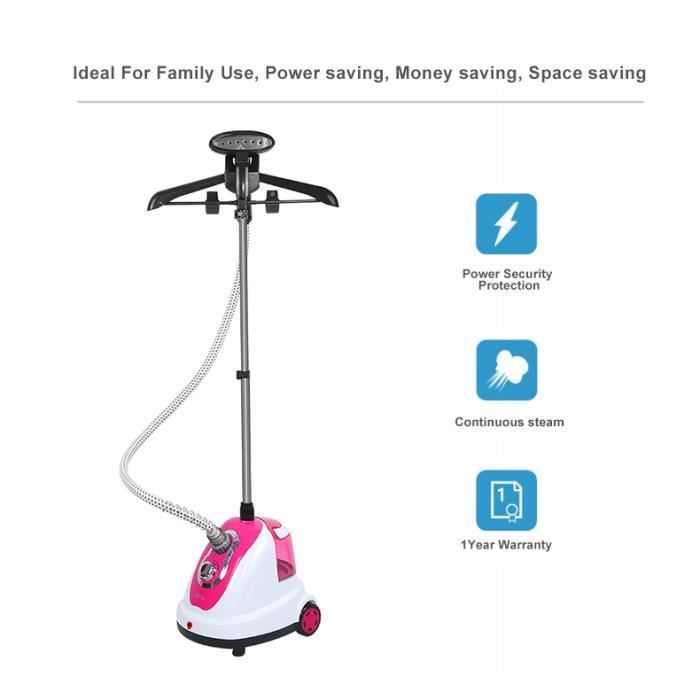 Vaporiera verticale per indumenti, colore rosa, per uso domestico, da 65 a 145 cm.
