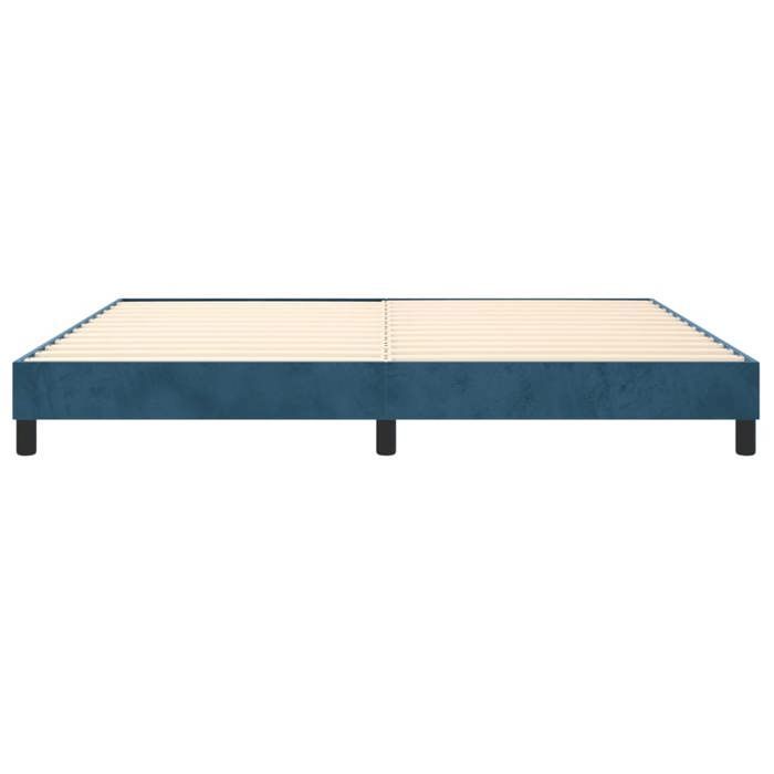 Cama de madera azul de 200 x 200 cm - Estable y duradera - Estructura de cama de muelles azul oscuro de 200 x 200 cm, terciopelo 001_319432