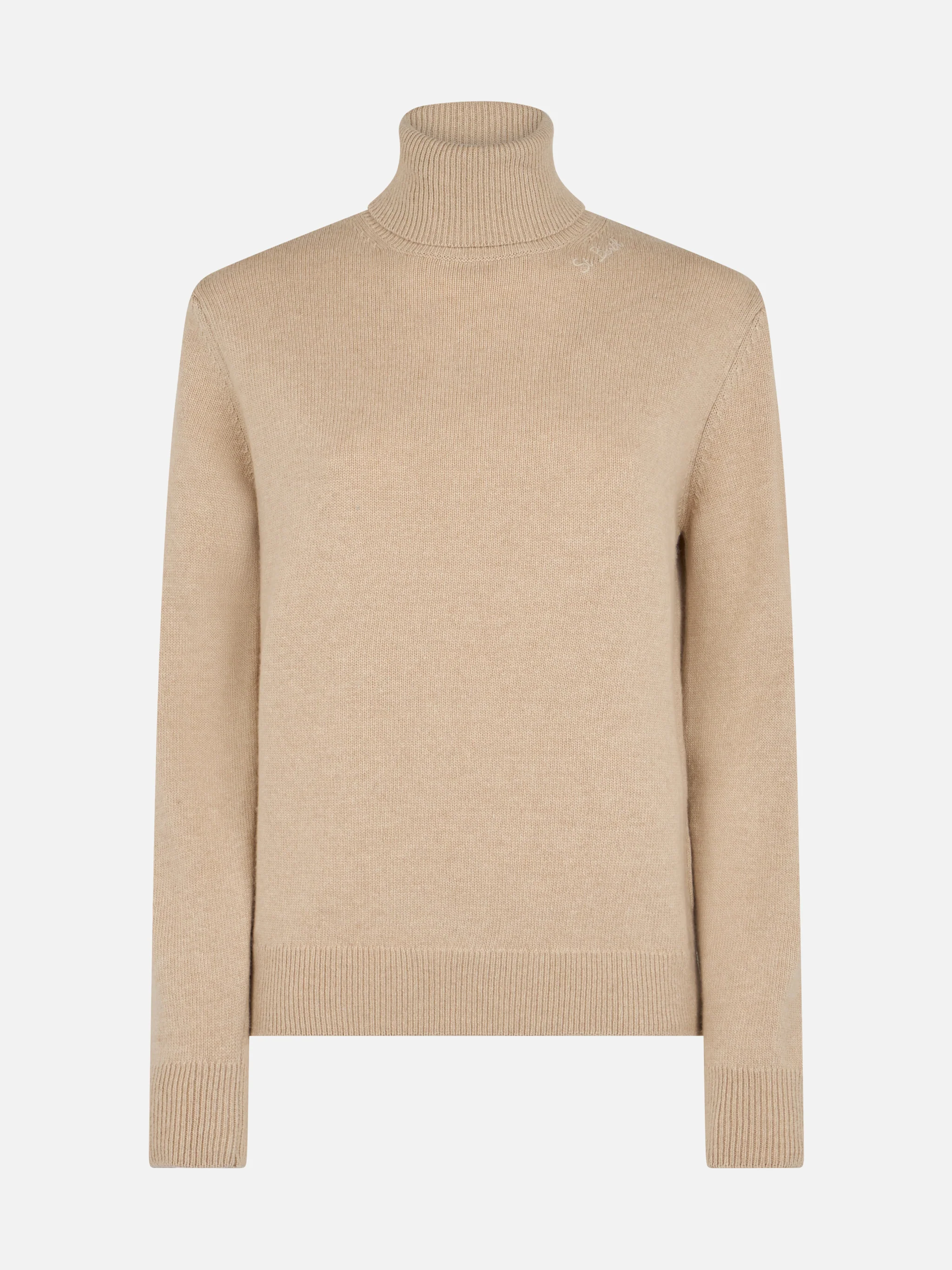 Moody damestrui van fijn geribbeld beige