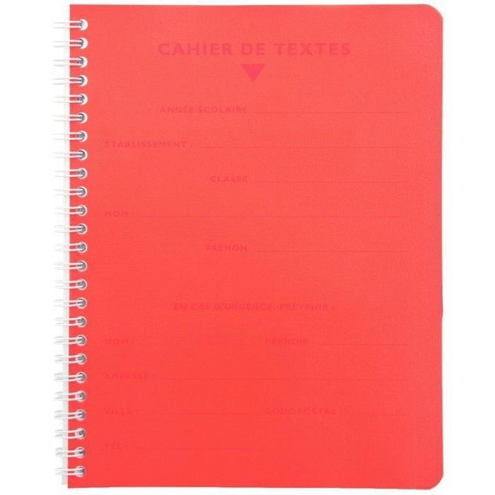 Cahier de textes - Clairefontaine - Mimesys - 170 x 220 mm - Couleur Noir