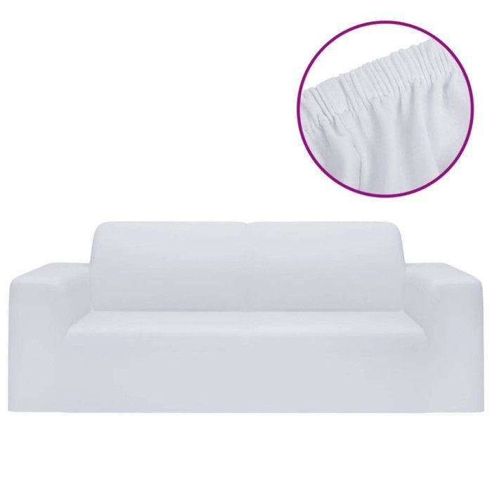 Funda elástica para sofá de 2 plazas vidaXL, color blanco, poliéster jersey, 332949