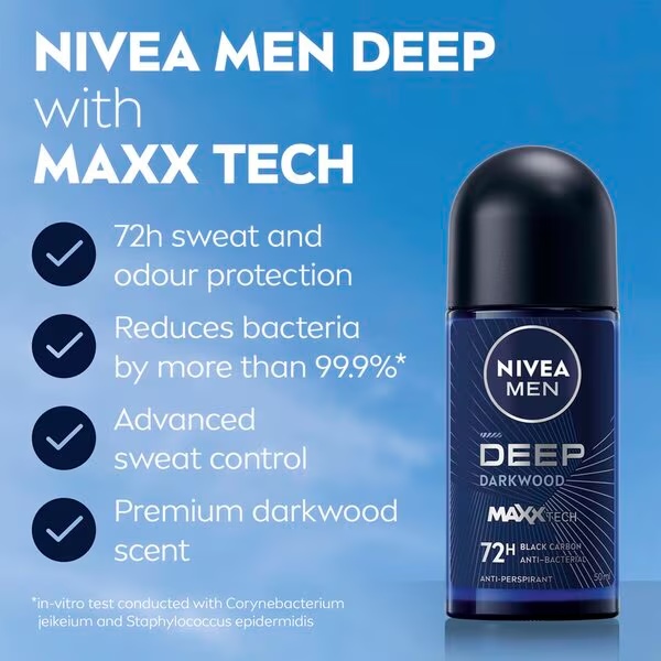 NIVEA Men Deep Black Carbon Dark Wood antiperspirant roler 50ml