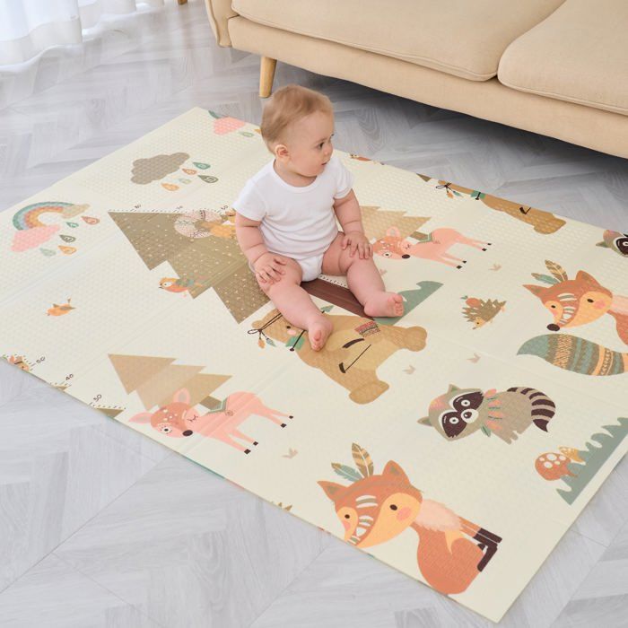 Alfombra de juegos plegable, reversible e impermeable - 180x120x1cm | Alfombra de juegos de espuma para niños - INDIANS | SUPERB BABY