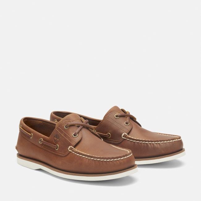 Scarpa da Barca in Pelle Classic da Uomo in                marrone chiaro