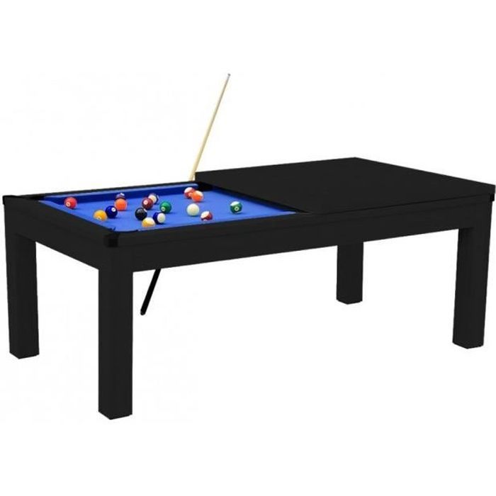 Billiard Table Convertible into a Dining Table - Black - Dark Blue Cloth - 214 x 112.5 x 85 cm
