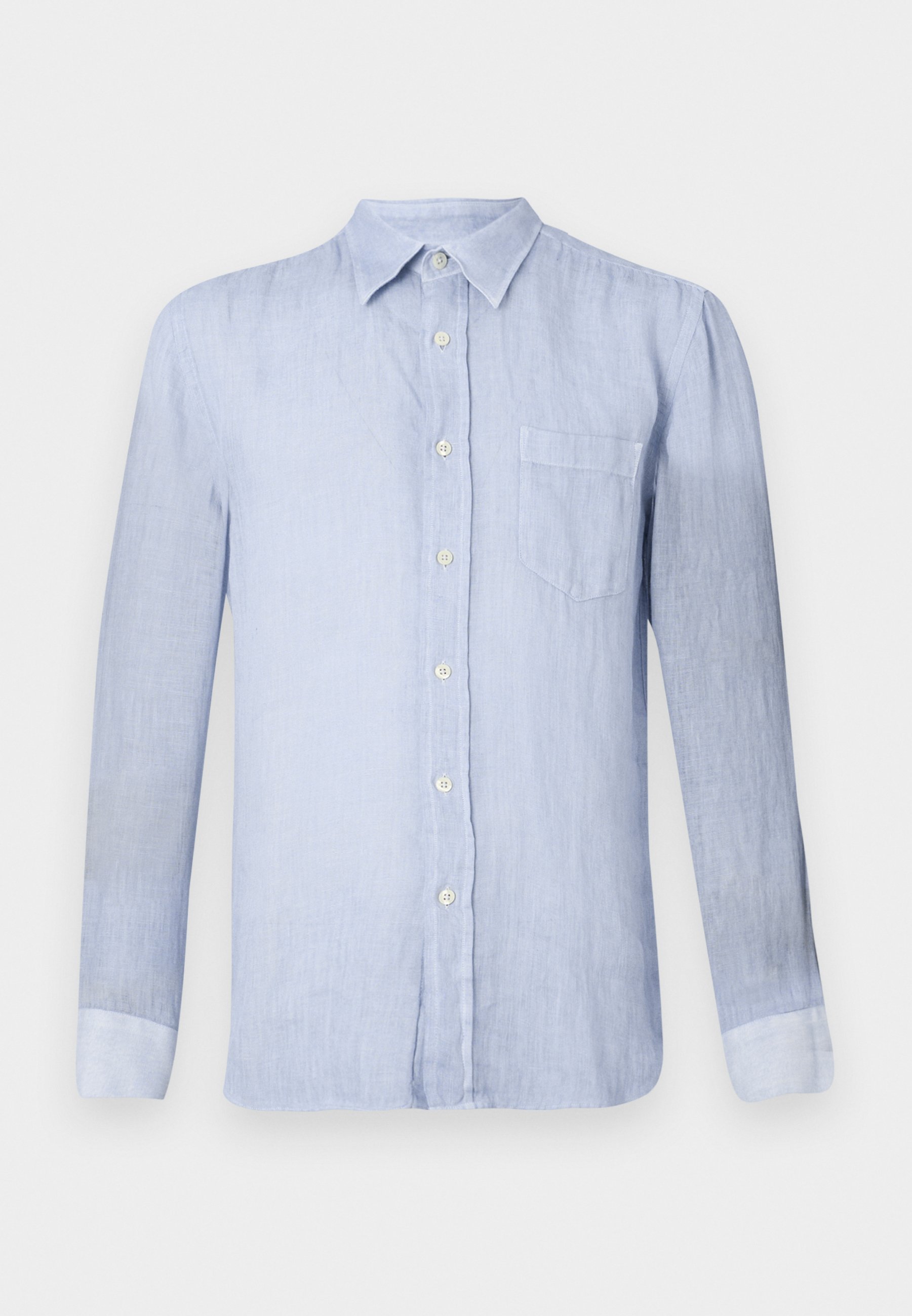 120% Lino Lange Mouwen Normale Pasvorm Heren - Shirt - zee