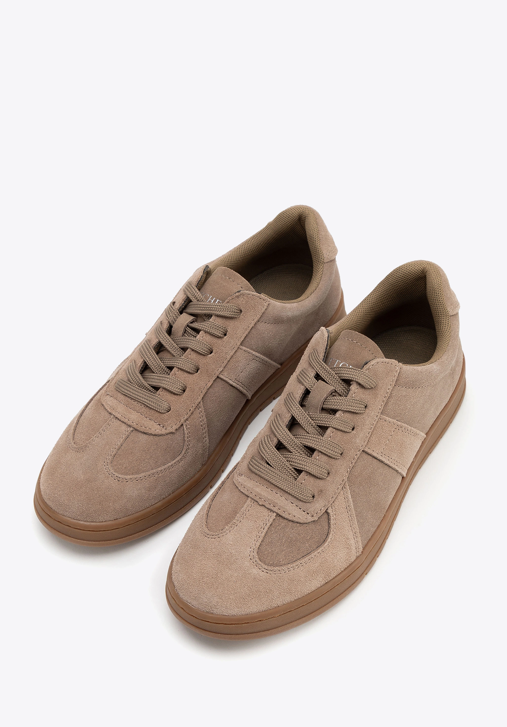 Sneakersy męskie ze skóry zamszowej ciemny beż