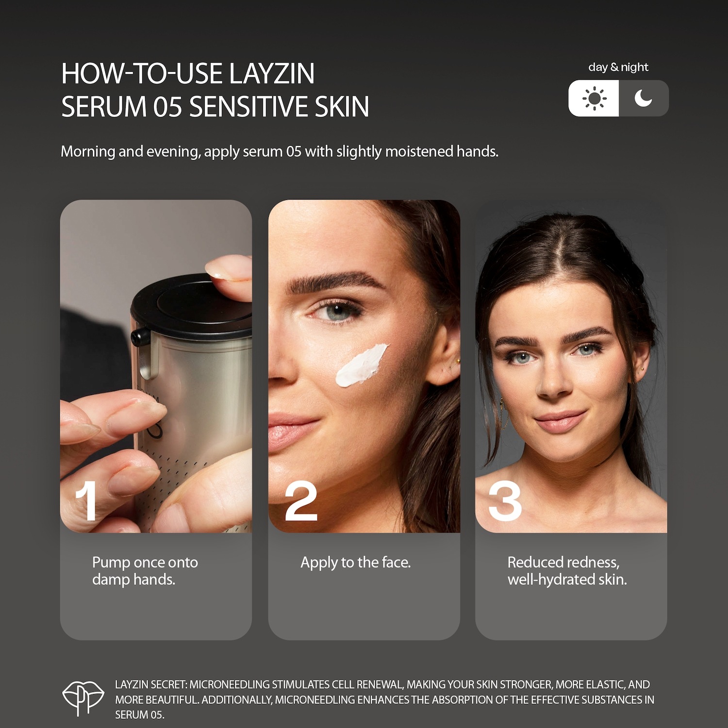 LAYZIN Umirujući tretman lica 1-satni serum za osjetljivu, crvenkastu kožu i zaštitna dnevna krema sa SPF 30 - 1 komad