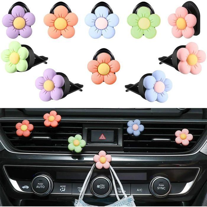 10 ambientadores para coche con forma de margarita - Accesorios para coche - Accesorios de decoración para coche para mujeres