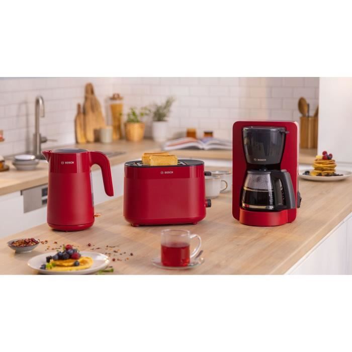 Broodrooster - BOSCH - TAT2M124 MyMoment - Rood - 2 sneetjes - automatische broodcentrering - ontdooi- en opwarmfunctie
