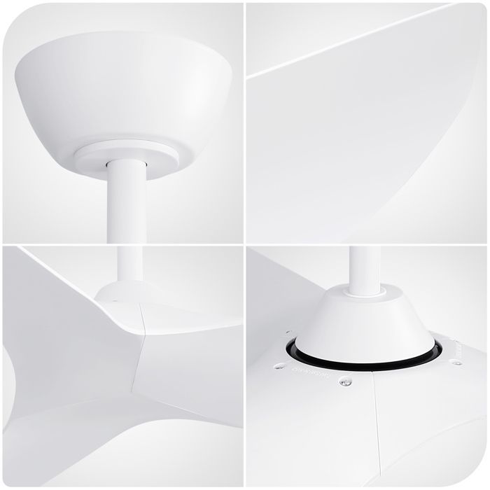 Ventilador de teto reversível de 96,5 cm (38 polegadas), 3 pás, 6 velocidades, controle remoto e timer, motor DC, branco