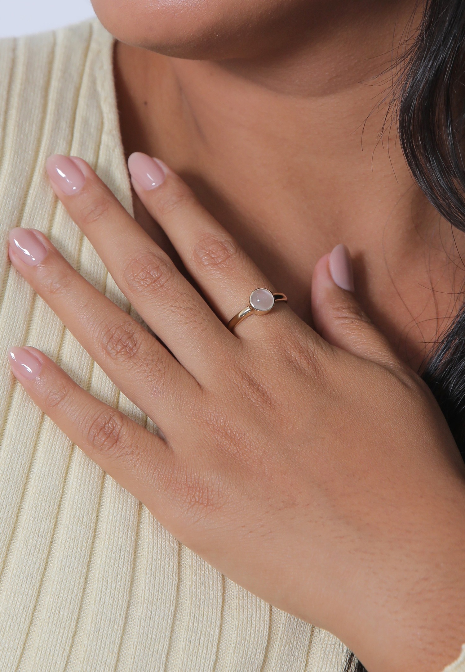 Elli Femmes Solitaire avec Pierre de Lune en Argent Sterling 925