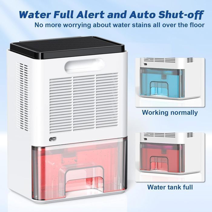 Deumidificatore d'aria portatile antimuffa da 2000 ml con sbrinamento automatico e timer per casa, bagno, camera da letto e armadio.