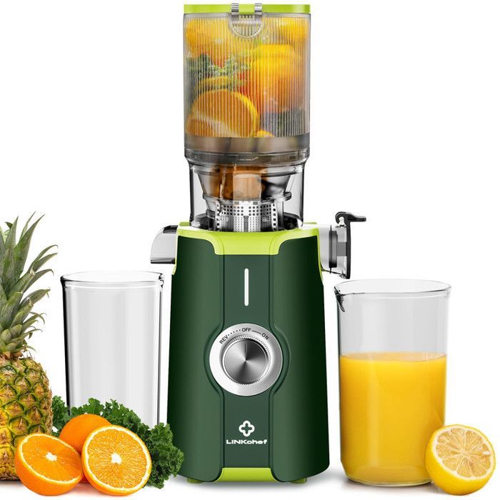 No Preparation Juicer, Quick Cleaning and Installation, 115mm Slow Juicer, 99% Juice Yield, 1.2L