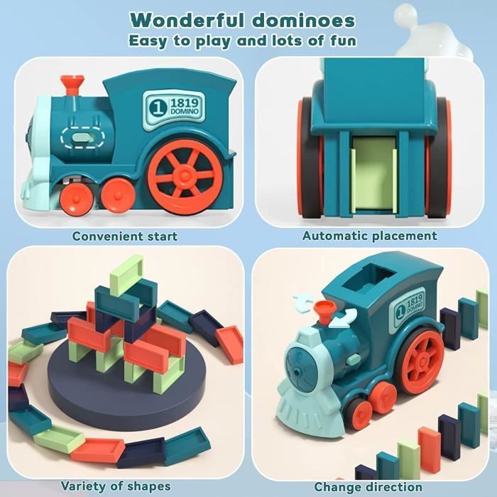 Juguete - Dominó - Tren eléctrico - 120 piezas - Luces - Música - Para niños de 3 a 5 años