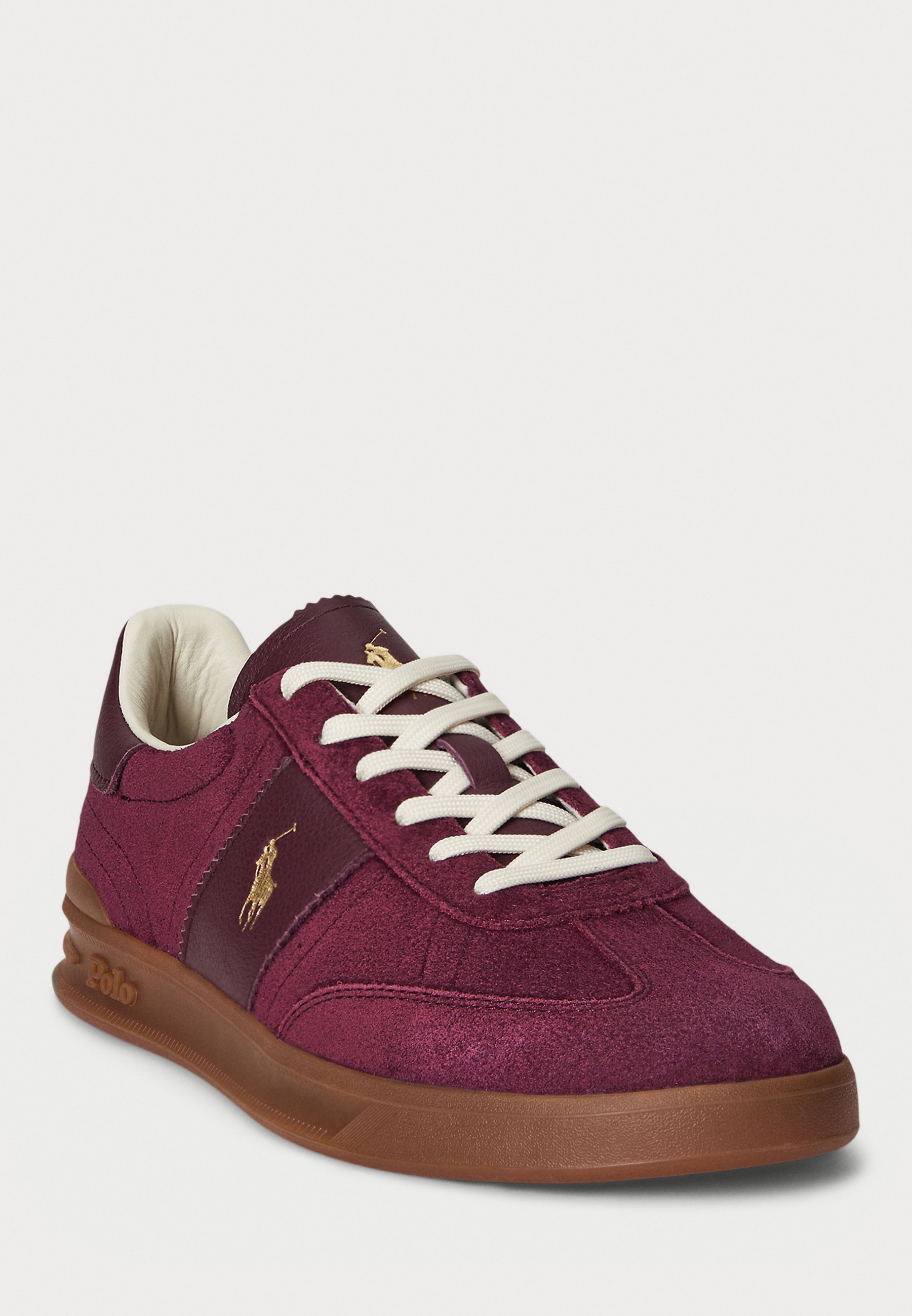 Baskets unisexes Polo Ralph Lauren HERITAGE AERA en daim - couleur vin Harvard