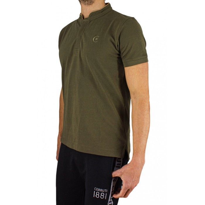 Cerruti 1881 Polo manches courtes col mao New Firenza Kaki Homme
