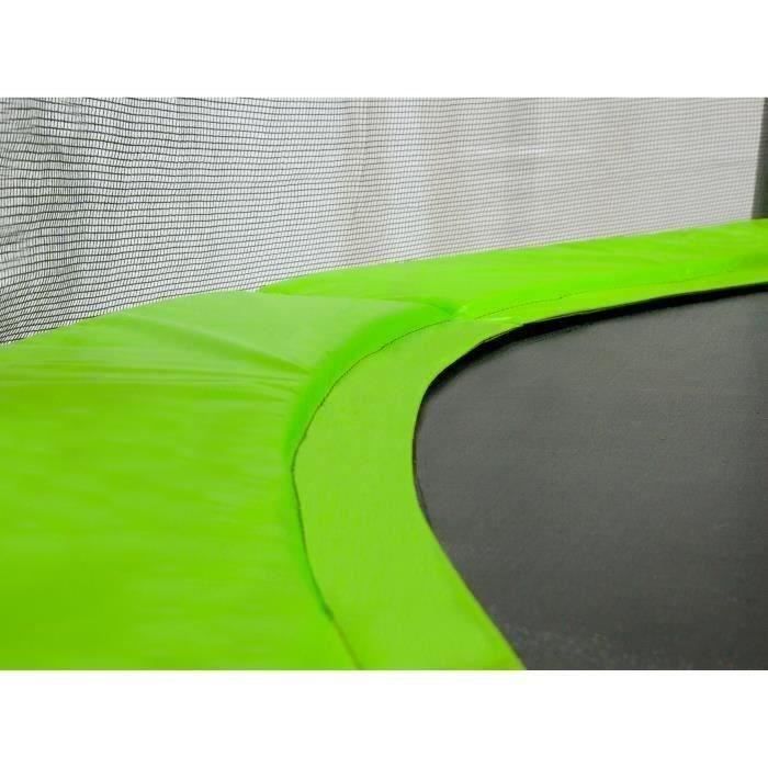 KANGUI Trampoline TWIN Ø 430cm - Vert - avec filet, échelle, couverture de protection