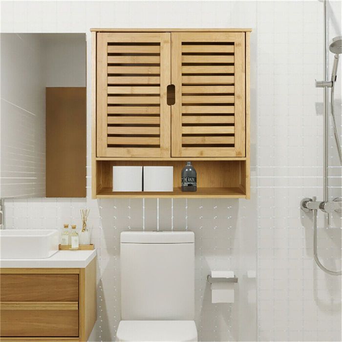 Meuble Mural Salle de Bain Meuble Suspendu Armoire de Toilette de Rangement 60x20x70cm