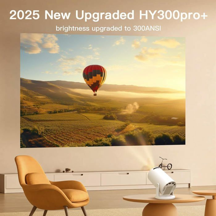 Draagbare videoprojector - ZOKKO - OptiBarrel 500 - Native resolutie 720p - Ondersteunt 1080p/4K - Wi-Fi 6 - Bluetooth 5.4