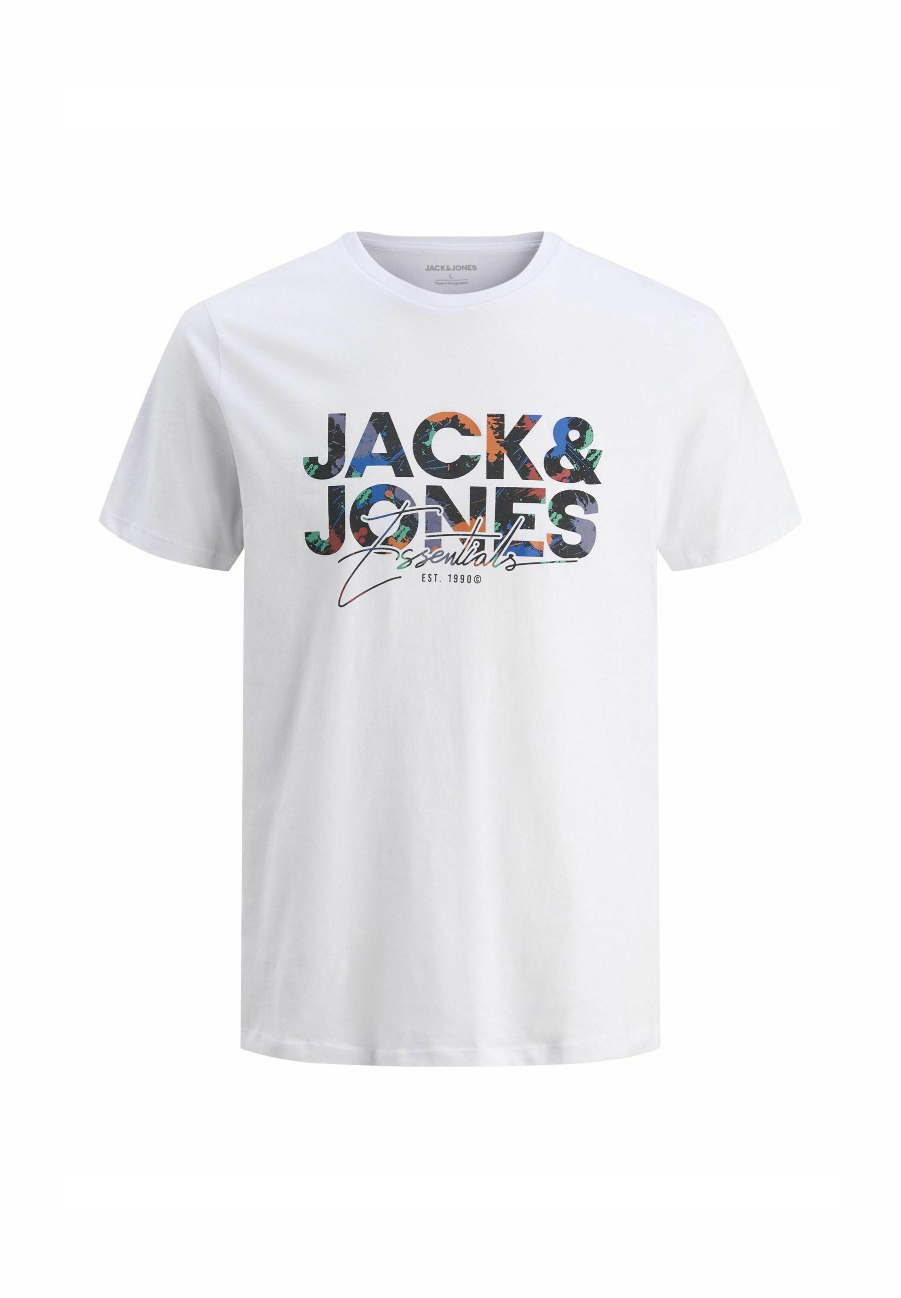 Jack & Jones GEPLAS TEE SS CREW NECK 3-PK - T-shirt met print - wit