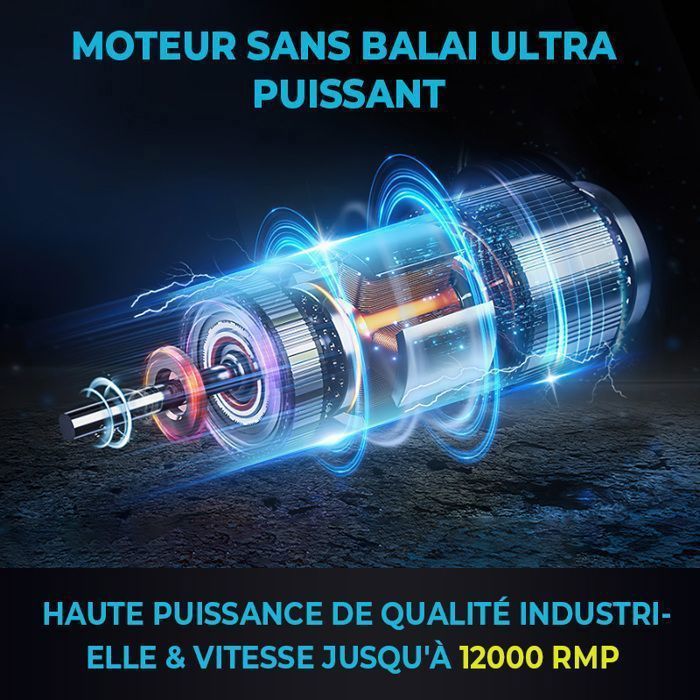 Smerigliatrice angolare elettrica senza spazzole da 125 mm - 3 velocità - 12.000 giri/min - 1 batteria da 21 V