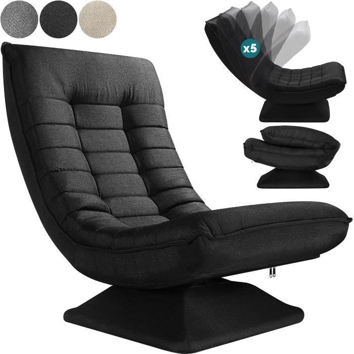 Silla gaming giratoria CASARIA® 360°, negra, capacidad de carga de 150 kg, 58x57x84/87 cm, Relaxation