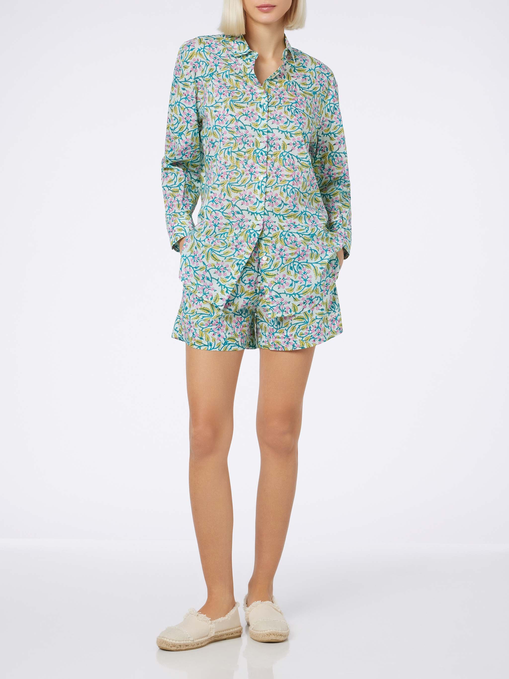Brigitte dameskjorte med oversized bomuld og blomsterprint