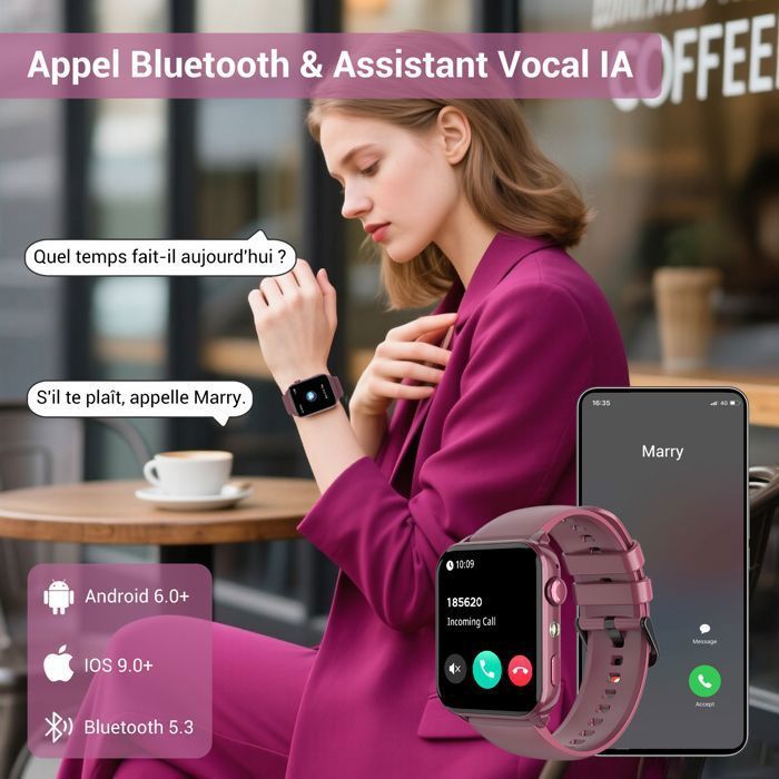 Smartwatch da donna Blackview con chiamate Bluetooth, assistente vocale, funzioni femminili, monitoraggio del sonno e della saturazione di ossigeno (SpO2), smartwatch per adulti.