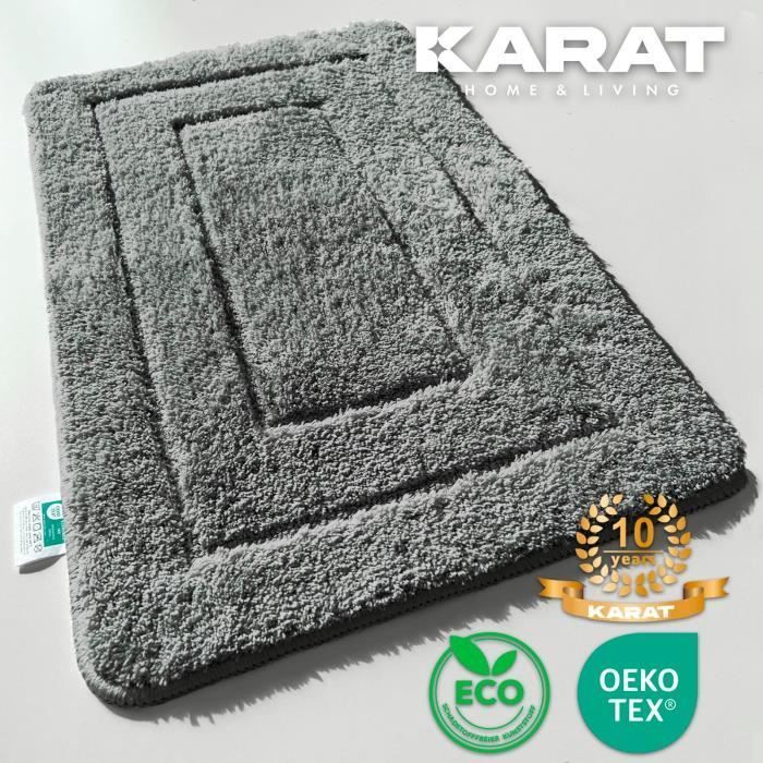 Atlantis Rectangular Bath Mat with Non-Slip Backing, Dark Grey, 40 x 60 cm